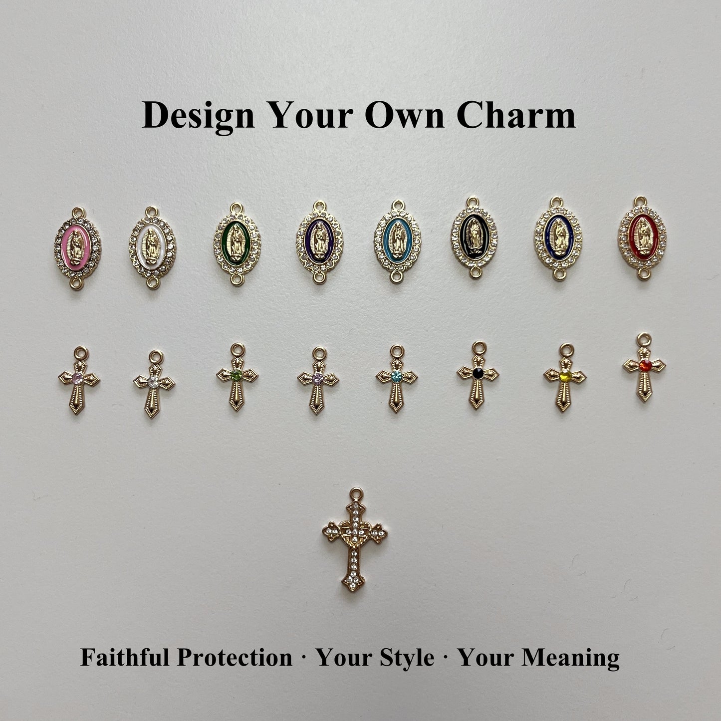 Custom Virgin Mary Rosary Car Charm – Faithful Steering Wheel Accessory