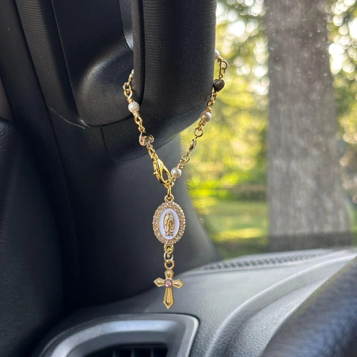 Herz & Perle Steuerrad Rosenkranz Charm - Individuelles Auto Accessoire