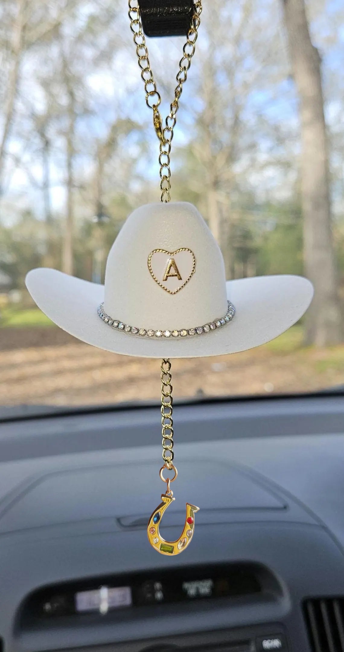 Western Car Charm – Horseshoe, Boots, Cross & Custom Hat
