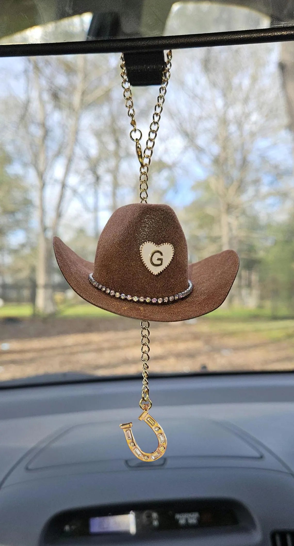 Western Car Charm – Horseshoe, Boots, Cross & Custom Hat