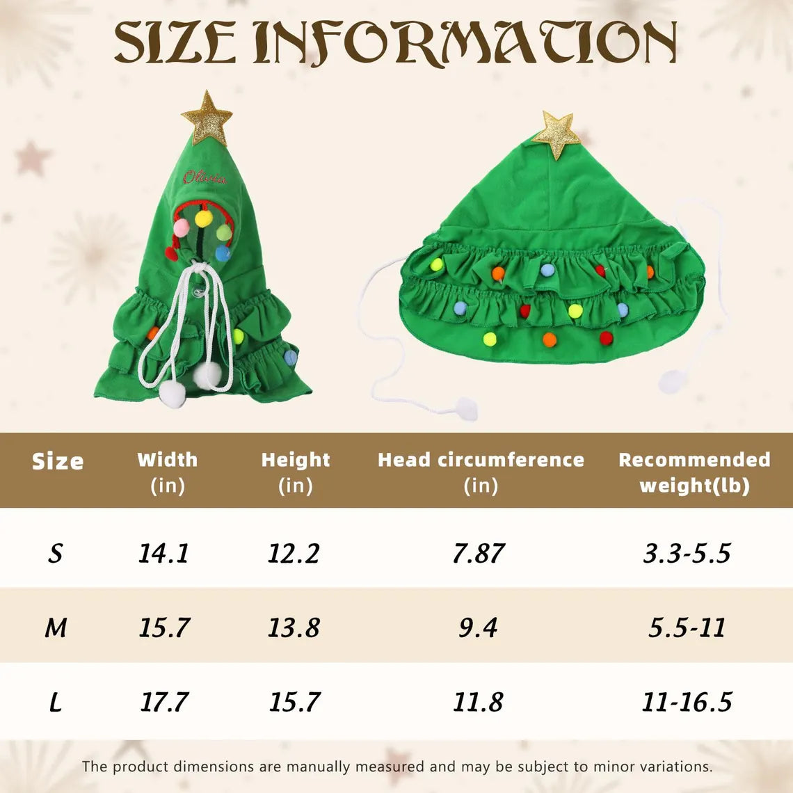 Personalized Christmas Pet Name Cape | Dog & Cat Holiday Outfit | Custom Embroidered Pet Cloak