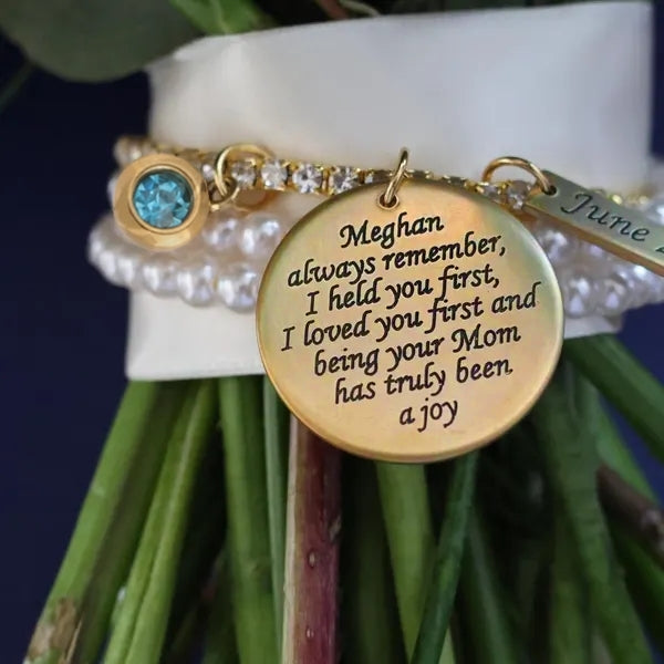Something Blue Bridal Bouquet Charm – Custom Message & Date