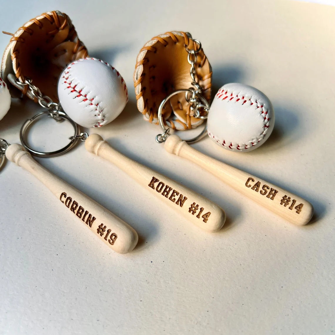 Custom Baseball Keychain Set – Engraved Gift for Players & Teams