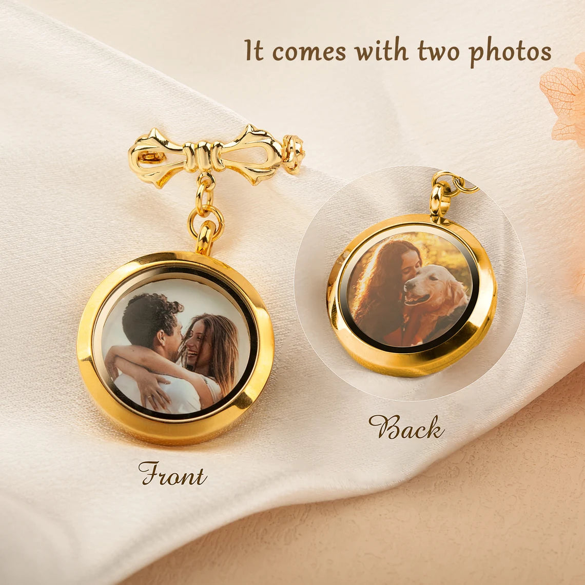Wedding Bouquet Photo Charm – Crystal & Plain for Bride or Groom