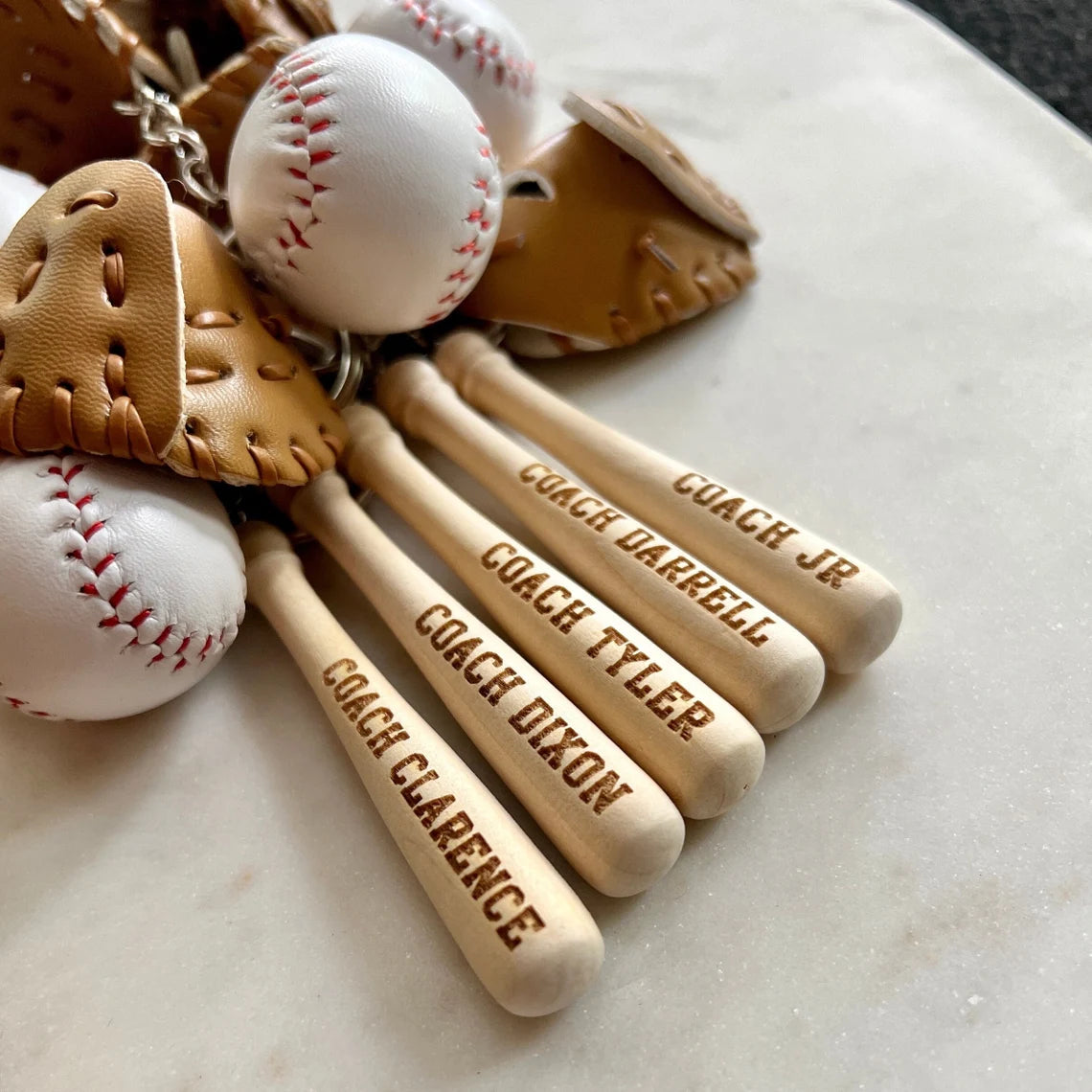 Custom Baseball Keychain Set – Engraved Gift for Players & Teams