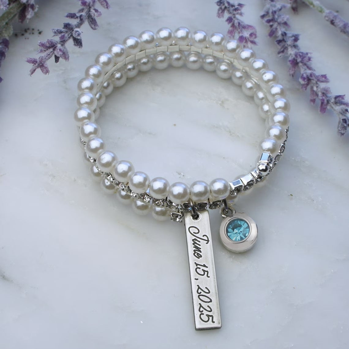 Something Blue Bride Bouquet Charm – Engraved Gift