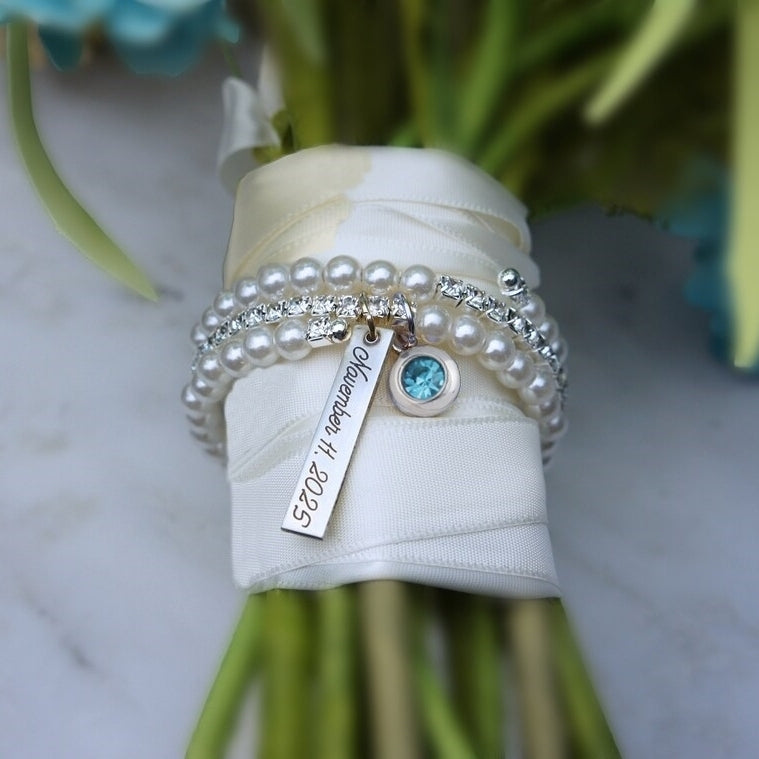 Something Blue Bride Bouquet Charm – Engraved Gift