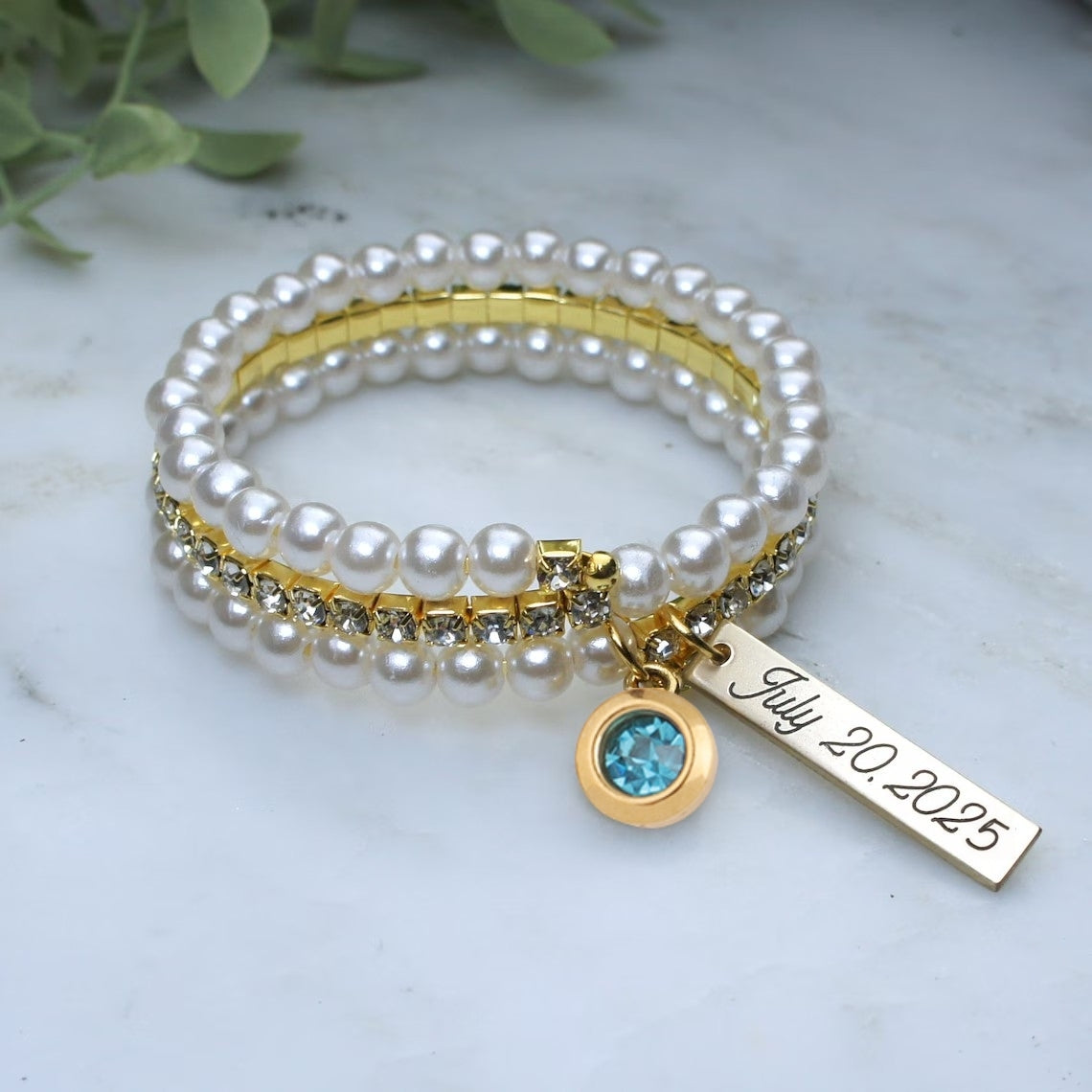Something Blue Bride Bouquet Charm – Engraved Gift