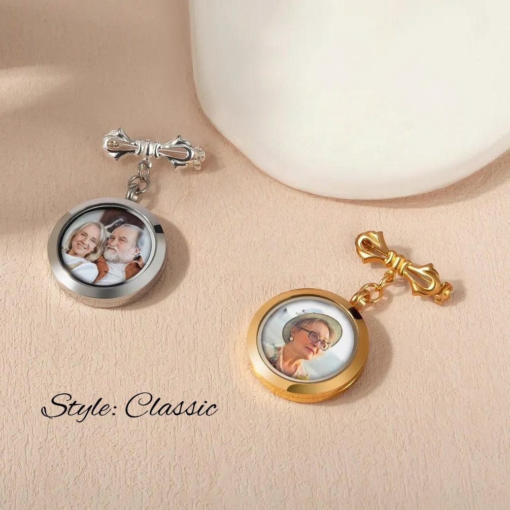 Wedding Bouquet Photo Charm – Crystal & Plain for Bride or Groom