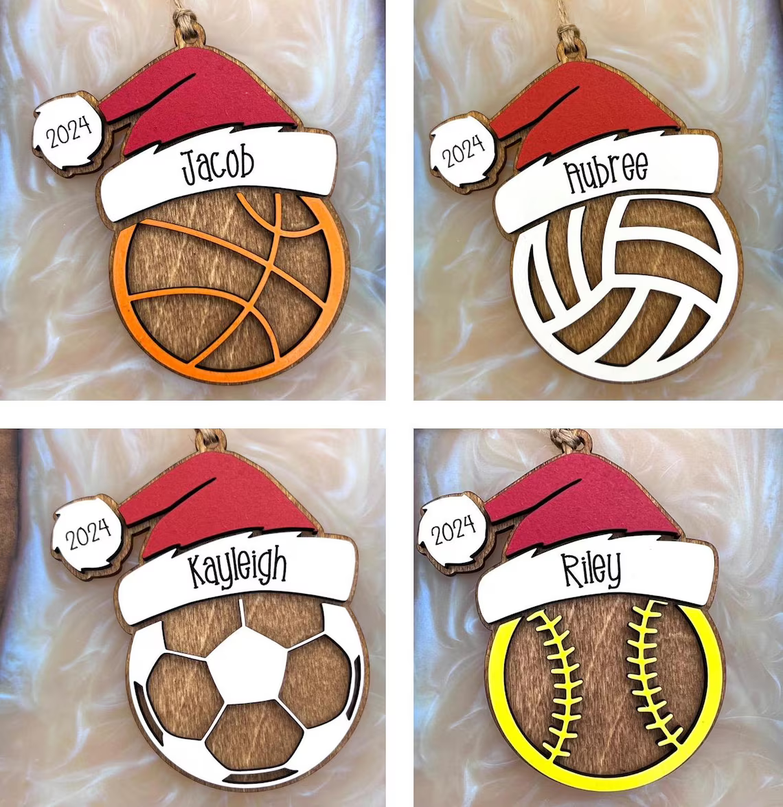 Personalized Sports Ornament โ Custom Name & Year, Wood Christmas Gift