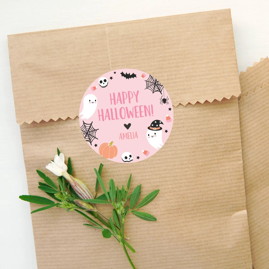 Personalized Halloween Stickers – Cute Kids Party Favor Labels Sticker Set
