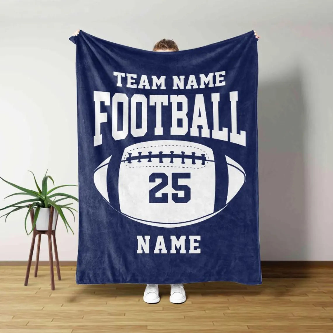 Personalisierte Fußballdecke – Benutzerdefinierter Teamname, Nummer und Spielername