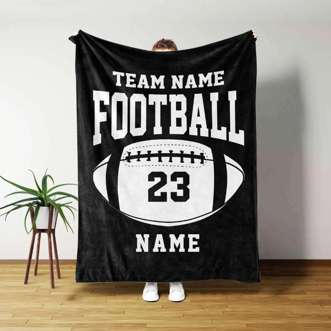 Personalisierte Fußballdecke – Benutzerdefinierter Teamname, Nummer und Spielername