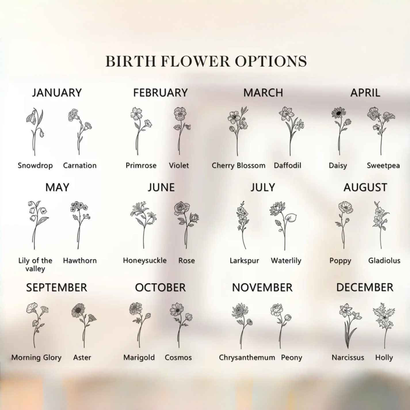 Custom Birth Flower Wooden Jewelry Box – Personalized Gift for Her