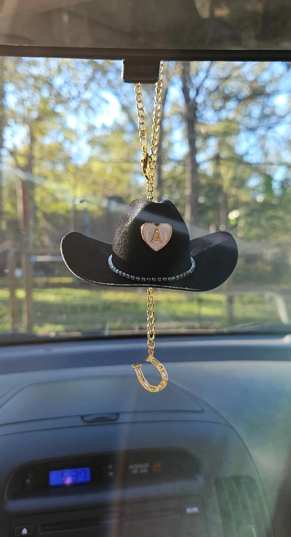 Western Car Charm – Horseshoe, Boots, Cross & Custom Hat