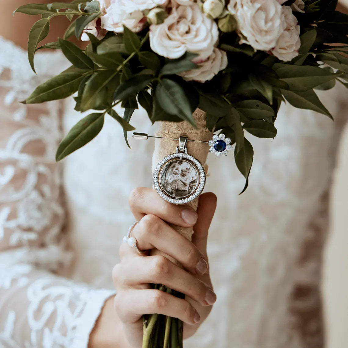 Something Blue Memorial Charm – Photo Keepsake for Bridal Bouquet