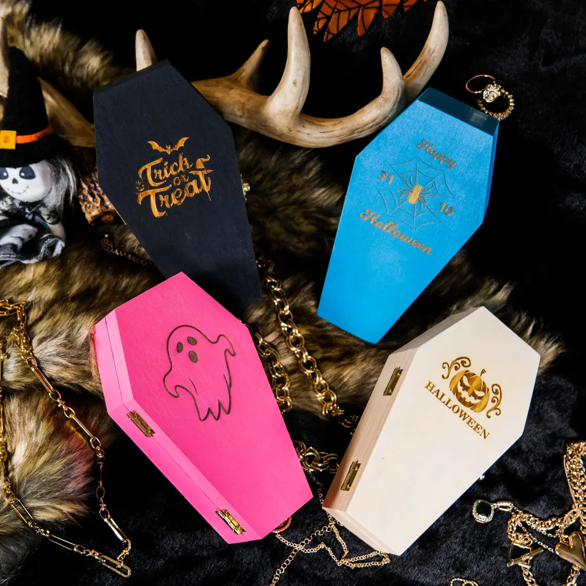 Handmade Personalized Wood Halloween Coffin Box – Spooky Treat & Gift