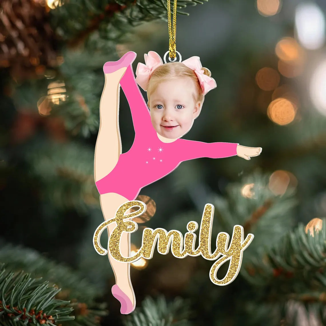 Personalized Face Gymnastics Ornament | Kids Gymnastics Gift