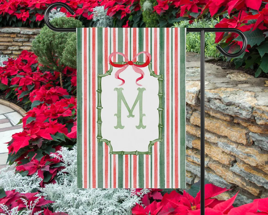 Personalized Monogram Christmas Garden Flag | Red & Green Outdoor Décor