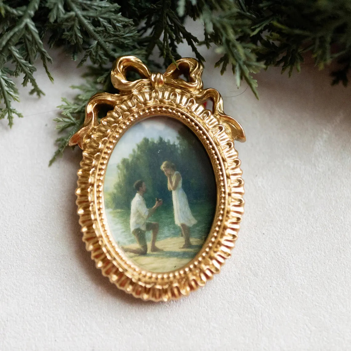 Custom Photo Oil Painting Style Frame Ornament – Family & Couple Christmas Gift