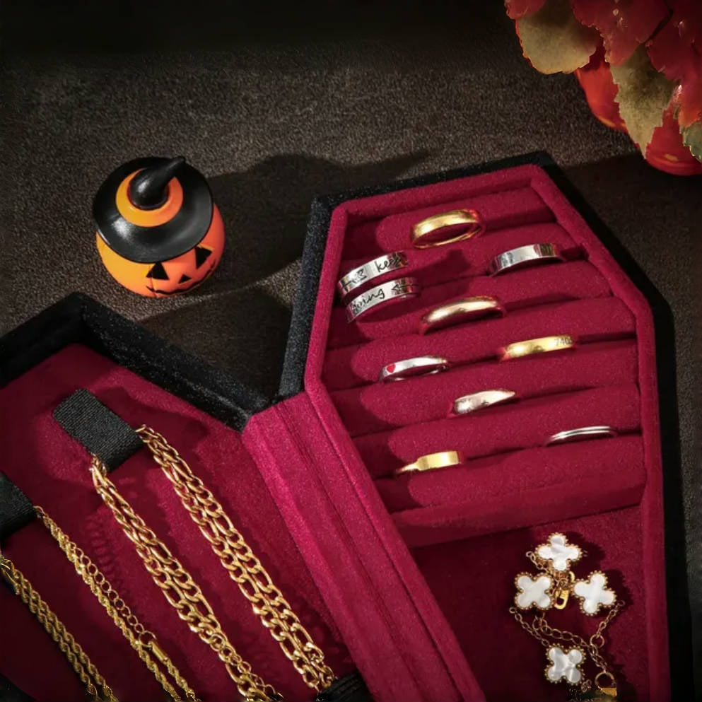 Personalized Coffin Jewelry Box – Gothic Halloween Gift