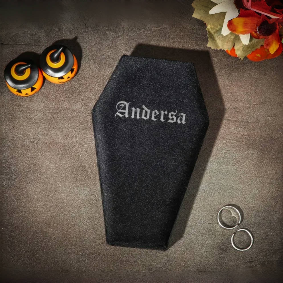 Personalized Coffin Jewelry Box – Gothic Halloween Gift
