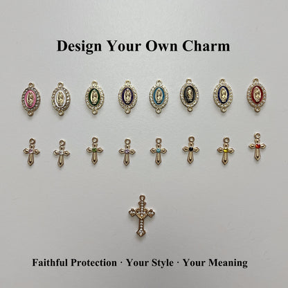 Heart & Pearl Steering Wheel Rosary Charm - Custom Car Accessory
