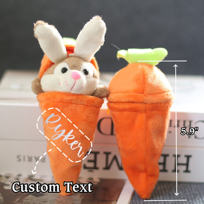 Personalized Soft Bunny Rabbit Carrot Plush Toy - Easter Basket Stuffer for Kids