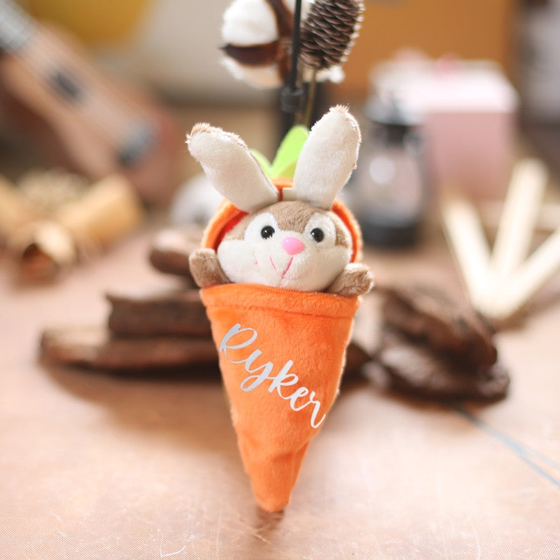 Personalized Soft Bunny Rabbit Carrot Plush Toy - Easter Basket Stuffer for Kids