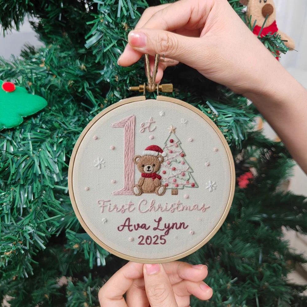 Baby’s First Christmas Embroidered Ornament – Penguin, Elephant & More