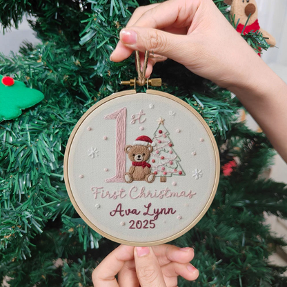 Baby’s First Christmas Embroidered Ornament – Penguin, Reindeer & More