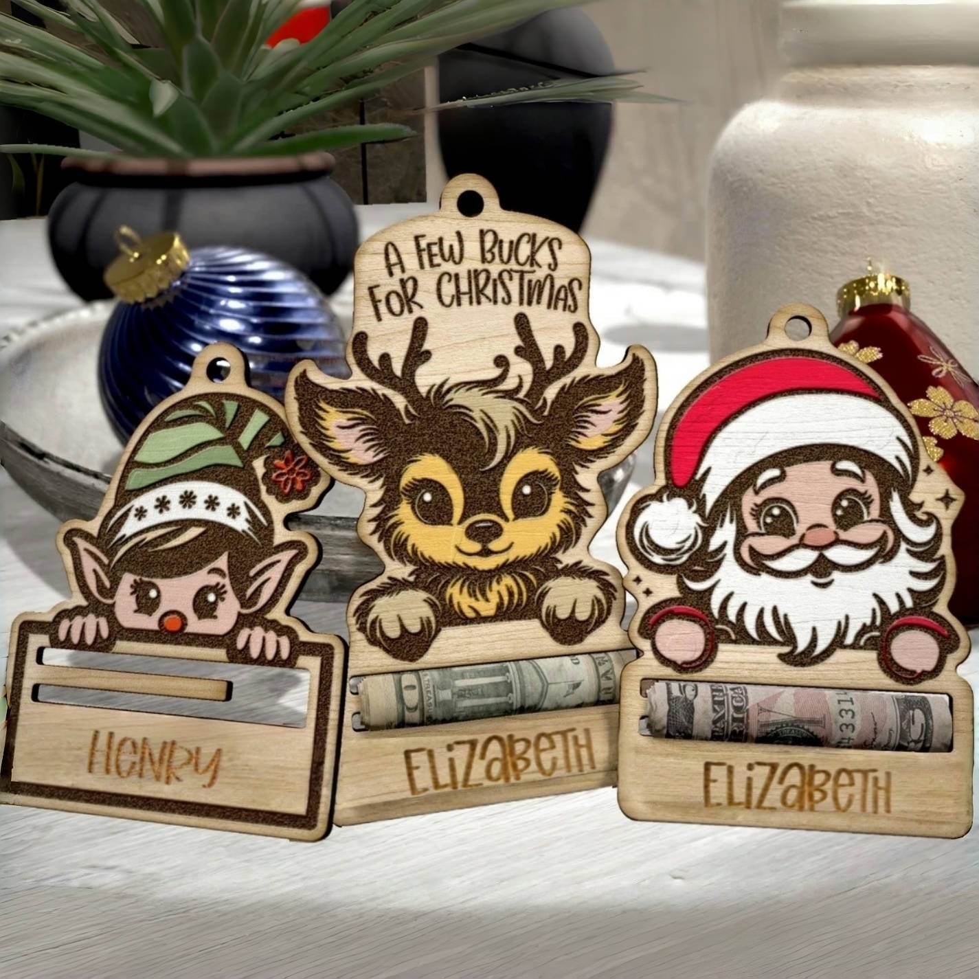 Personalized Christmas Money Holder | Reindeer, Santa & Elf