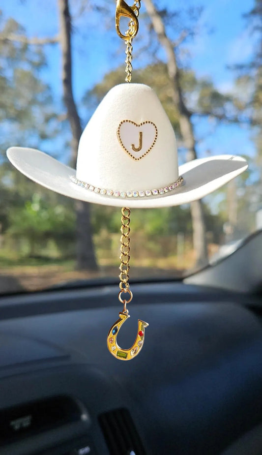 Western Car Charm – Horseshoe, Boots, Cross & Custom Hat