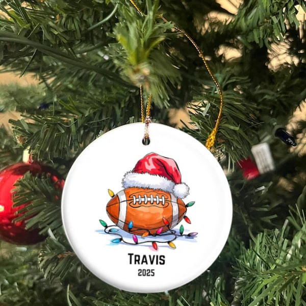Personalized Christmas Sports Ceramic Ornament – Baseball, Football, Soccer, Softball