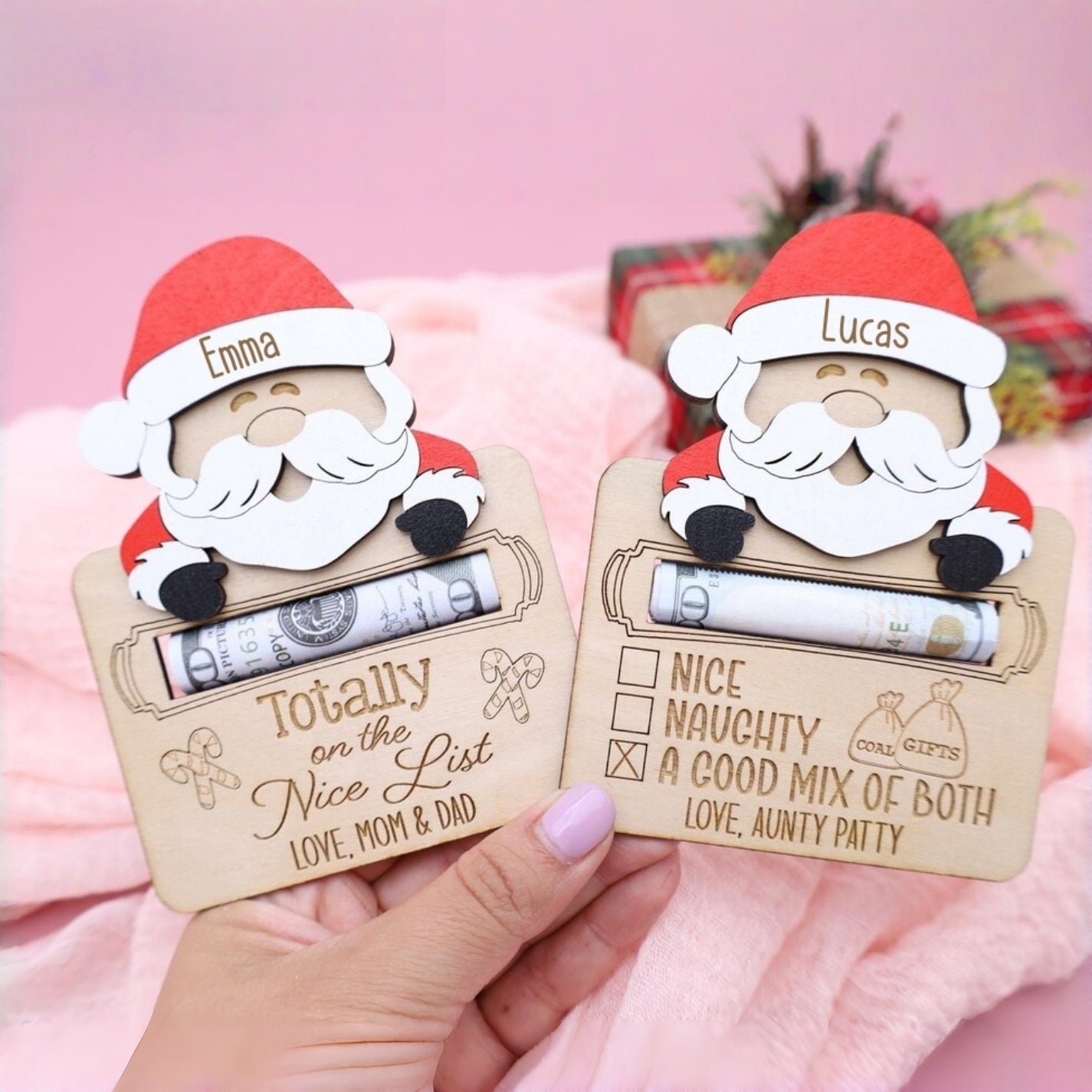Personalized Santa Money Holder – Christmas Gift for Kids & Family