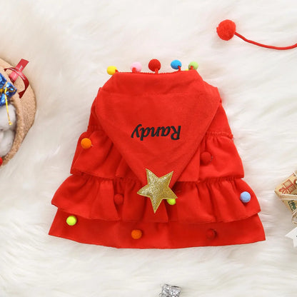 Personalized Christmas Pet Name Cape | Dog & Cat Holiday Outfit | Custom Embroidered Pet Cloak