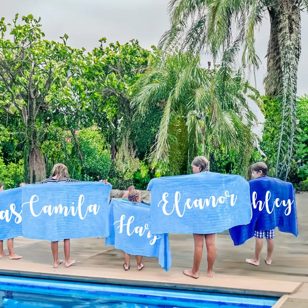 Custom Name Beach Towel – Personalized Birthday, Pool Party, or Vacation Gift