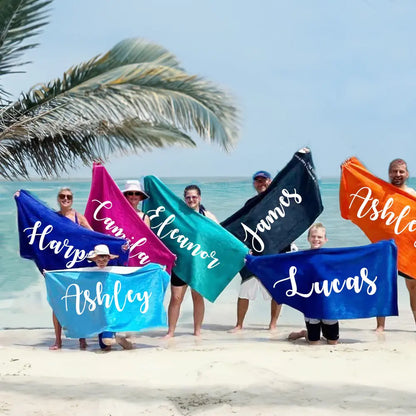 Custom Name Beach Towel – Personalized Birthday, Pool Party, or Vacation Gift