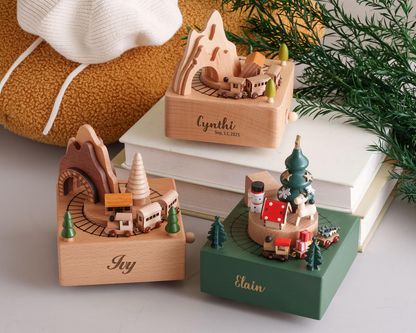 Personalized Wooden Train Music Box – Baby & Kids Keepsake Gift