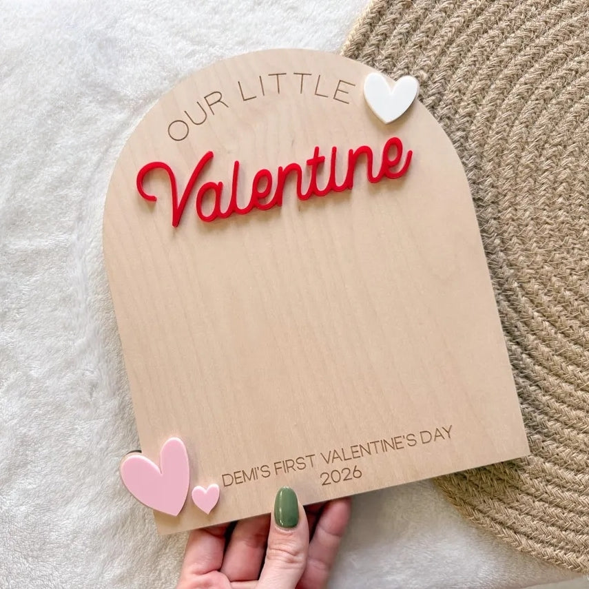Custom Baby First Valentine Handprint & Footprint Keepsake Board
