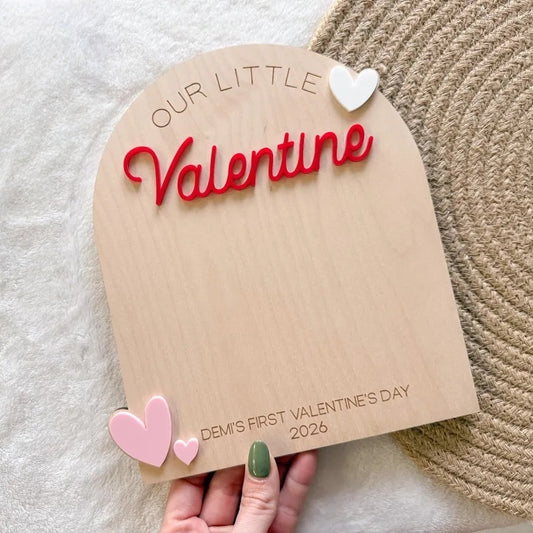 Custom Baby First Valentine Handprint & Footprint Keepsake Board