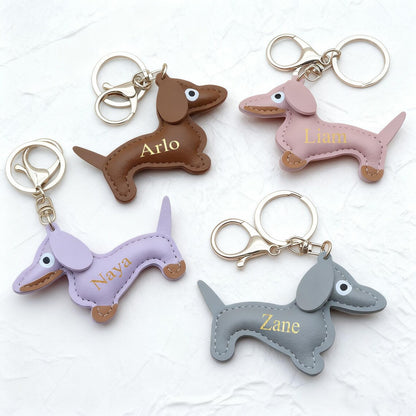 Personalized Dachshund Keychain | Custom Name & Initial Keyring