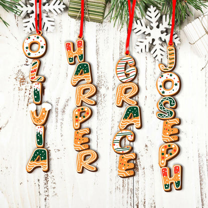 Custom Acrylic Gingerbread Letter Ornament 2025 | Personalized Christmas Tag