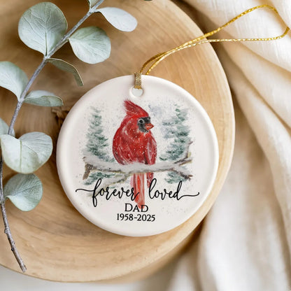 Personalized Cardinal Memorial Ceramic Ornament – Custom Name & Years Gift