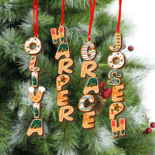 Custom Acrylic Gingerbread Letter Ornament 2025 | Personalized Christmas Tag