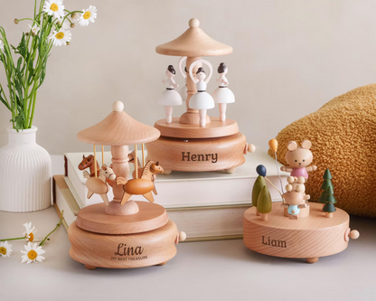 Personalized Wooden Train Music Box – Baby & Kids Keepsake Gift