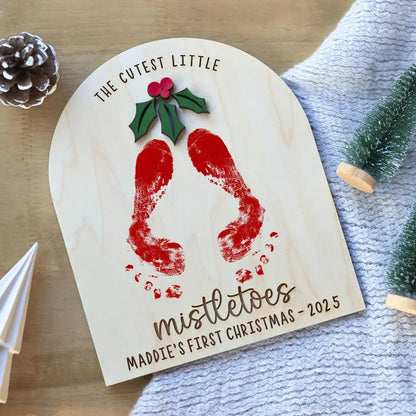 DIY Baby Footprint Sign – First Christmas Personalized Keepsake Mistletoes