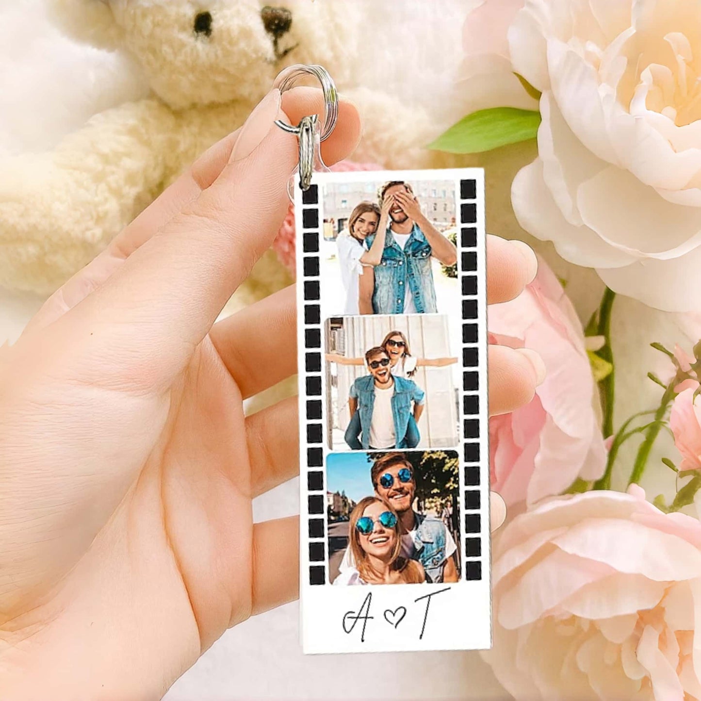 Custom Photo Strip Keychain – Couple & Best Friend Set (2pcs Option)