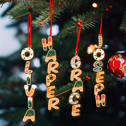 Custom Acrylic Gingerbread Letter Ornament 2025 | Personalized Christmas Tag