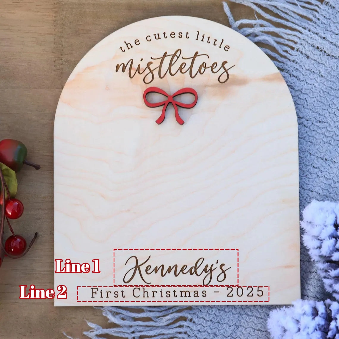 DIY Baby Footprint Sign – First Christmas Personalized Keepsake Bow